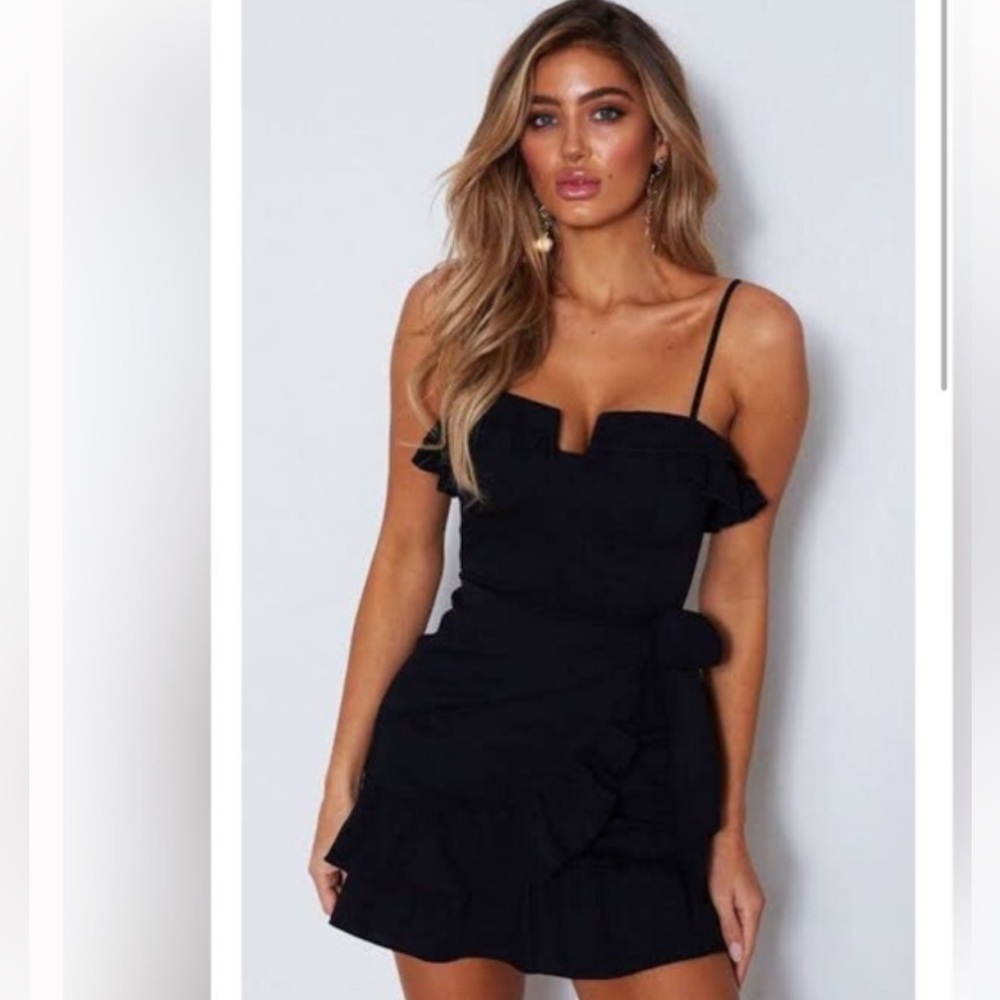 White Fox Boutique Black Wrap Mini Dress